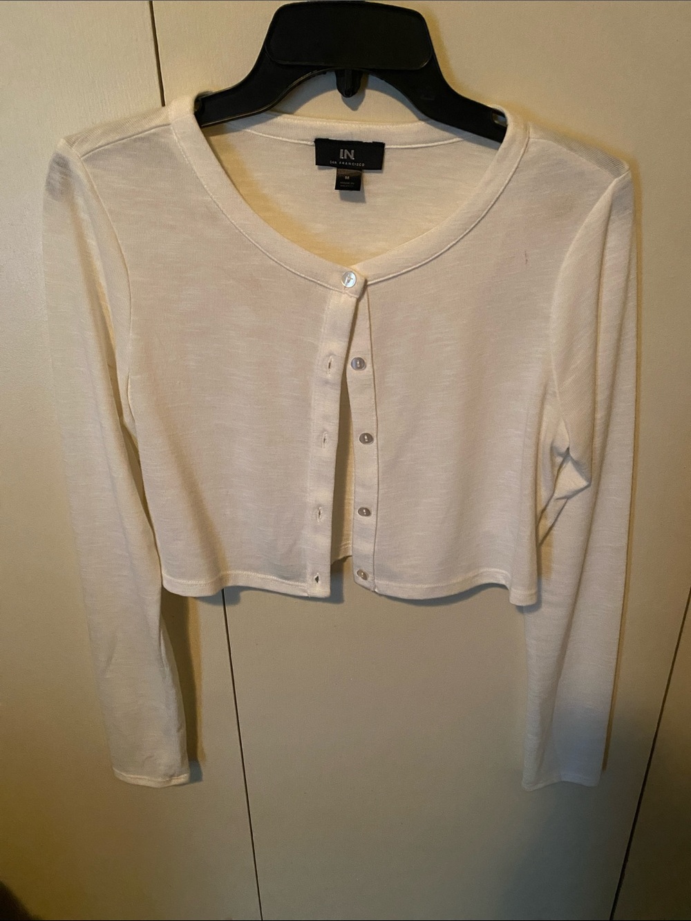 White sheer crop cardigan